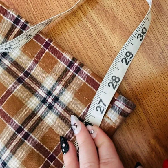 John Galt aka Brandy Melville high waist plaid bootcut flare relaxed pants - Picture 7 of 8